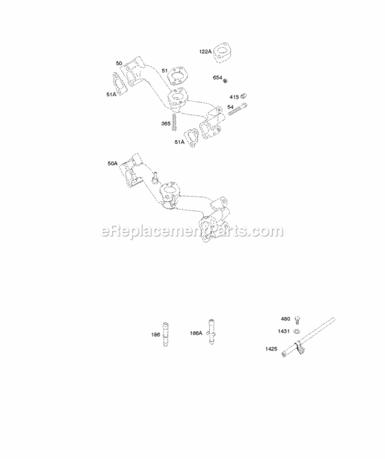 Intake Manifold Diagram and Parts List for 295346-0119-B1  Briggs and Stratton Engine